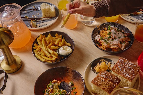 From 8.45pm on Fridays and Saturdays, the $72 spread at Maven includes unlimited snacks and drinks for two hours, including crisp potatoes with spiced feta dip, and herb-dusted fries with aioli.