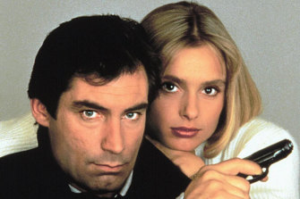 Timothy Dalton and Maryam d’Abo teamed up in The Living Daylights. 