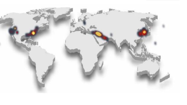 A map released on the website of the All-domain Anomaly Resolution Office (AARO) shows where the most UFO or UAP sightings have been recorded using data from between 1996 and 2023. 