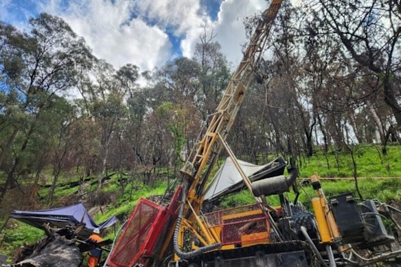 Diamond drilling rig on site at Advance Metals’ Myrtleford gold project in Victoria.