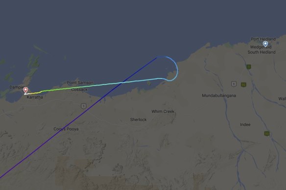 The flight diverted to Karratha Airport following the lightning strike.