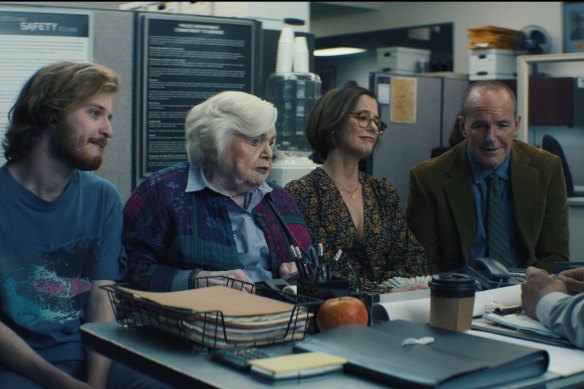 Fred Hechinger, June Squibb, Parker Posey and Clark Gregg in Thelma. 