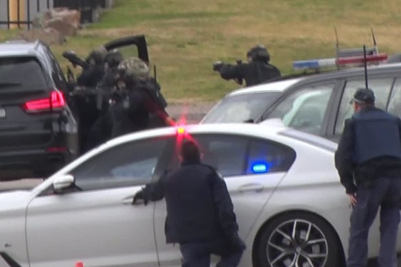 Police involved in siege in the small town of Bowenfels, near Lithgow, in July.