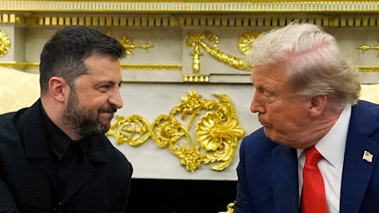 President Donald Trump and Ukraine’s President Volodymyr Zelensky in the Oval Office.