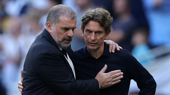 Ange Postecoglou and Thomas Frank, before a Tottenham-Brentford clash in 2024.