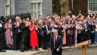 Keir Starmer, UK prime minister, after delivering the first speech of his premiership, following the general election, outside 10 Downing Street.