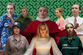 Jodie Comer as the many Villanelles in Killing Eve.