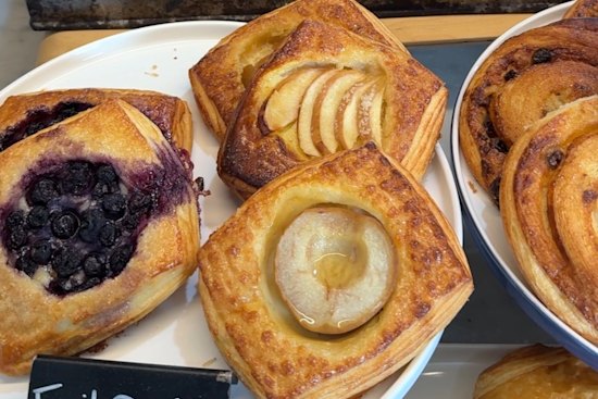 Doughnuts and fruit danishes.
