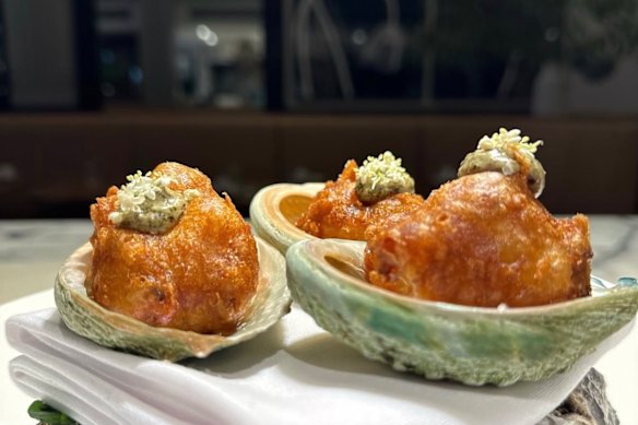 Scallop and abalone beignets at The Charles.