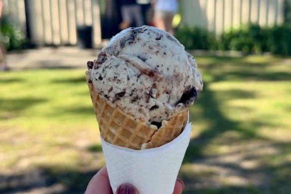Cherry ice cream at Mr Nobody’s Gelato, Callala Bay.