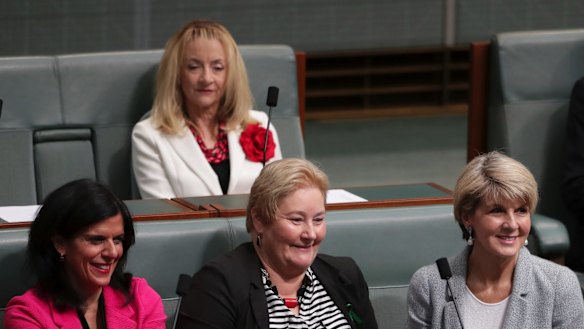 Liberal MPs Julia Banks, Ann Sudmalis, Julie Bishop and Nola Marino (back).