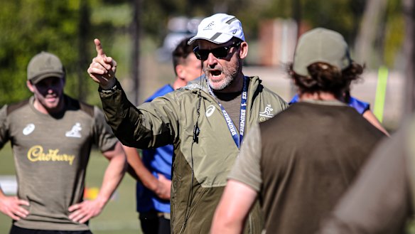 Dan McKellar gets his message across in Wallabies camp. 