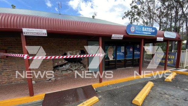 A learner driver has crashed into the building near Queensland MP Ros Bates's office. 