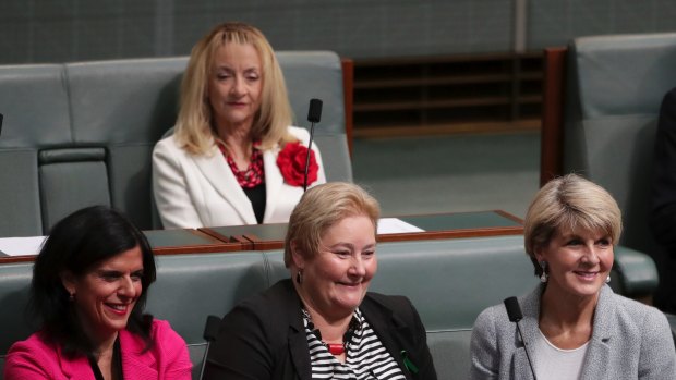Liberal MPs Julia Banks, Ann Sudmalis, Julie Bishop and Nola Marino (back).
