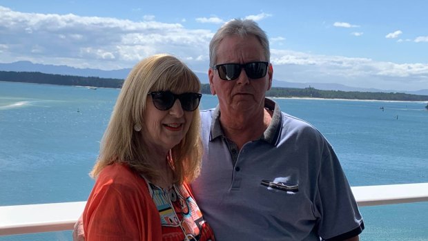 Shane Soutter, pictured with his wife Christine, said officials boarded the cruise on Tuesday night to collect the possessions of missing passengers.