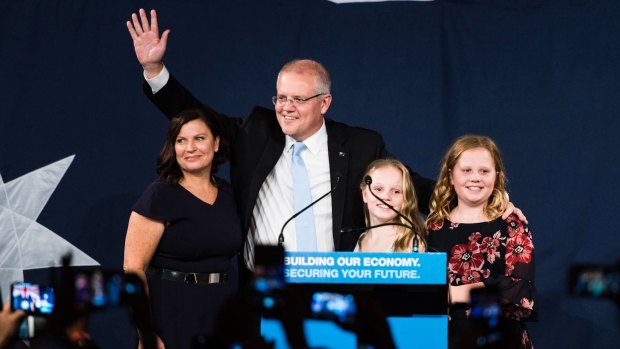 Prime Minister Scott Morrison on election night.