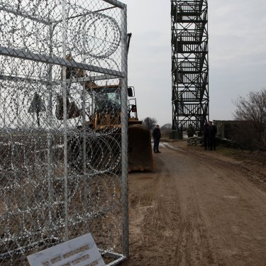 Part of the border wall at Kastanies on the Greece-Turkey border, erected in 2012 to stop refugees from the south.