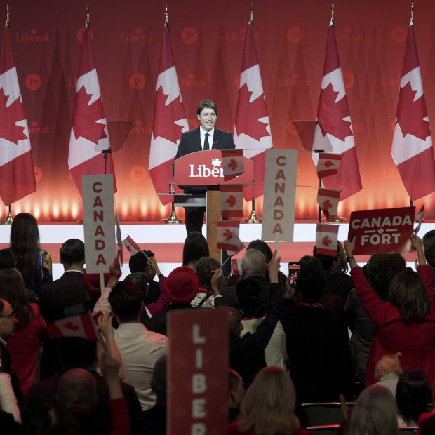 Justin Trudeau speaks during the Liberal leadership announcement in Ottawa, Ontario, last week.