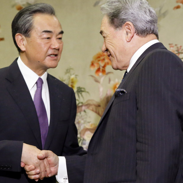 China's Foreign Minister, Wang Yi, meets New Zealand Foreign Minister Winston Peters in Beijing in May. 