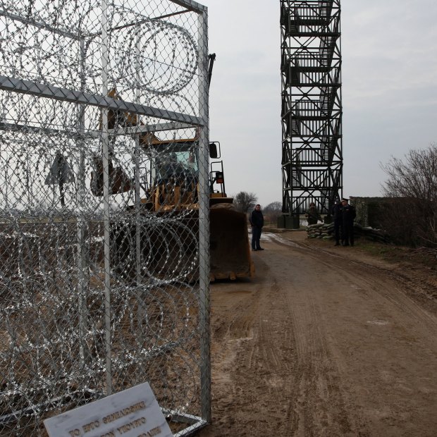 Part of the border wall at Kastanies on the Greece-Turkey border, erected in 2012 to stop refugees from the south.