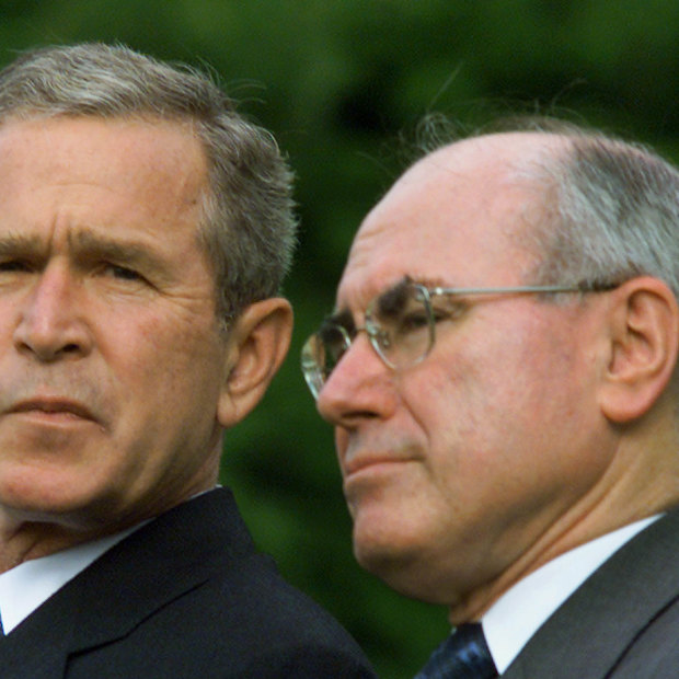 George W. Bush with John Howard in Washington DC on the eve of the September 11, 2001 attacks. 
