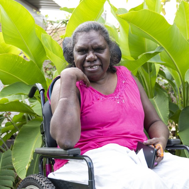 Joyce Lalara from Angurugu on Groote Eylandt: “Some people tell me about that COVID-19. ‘Don’t get the injection because you’ve already got MJD’, they said to me. But I push myself. I have the injection. Both. And I didn’t get sick.”