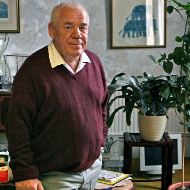 Bullimore, pictured here at home in Bristol in 2006, died of cancer in 2018.