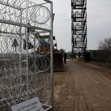 Part of the border wall at Kastanies on the Greece-Turkey border, erected in 2012 to stop refugees from the south.