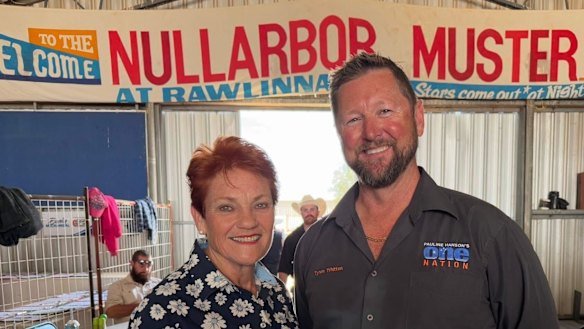 Pauline Hanson with newly elected One Nation WA senator Tyron Whitten.