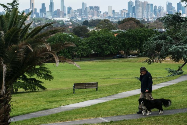 The view of Melbourne from Hawthorn East’s Anderson Park. The median house price has climbed by $200,000 to $2.6 million over the past 12 months.