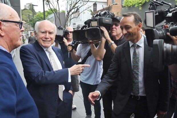 Former PM John Howard spruiks for Dave Sharma in Double Bay.