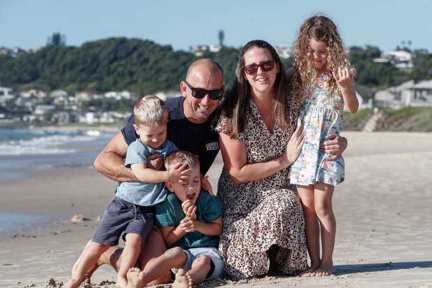 Formston with wife Rebecca and their children.