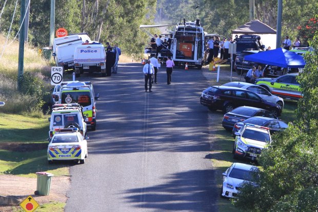 The police forward command post during the 20-hour siege involving gunman Ricky Maddison.