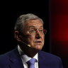 ASIC chair Joe Longo at an Autralian Institute of Company Directors’ conference this month after announcing the regulator was suing AustralianSuper.