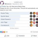 Poll of favourite "alternative media" sites, with top entrants from Russia.