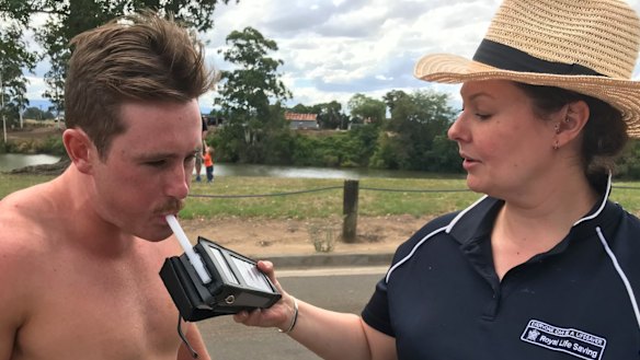 Joel Haberley, 20, volunteered to have his blood alcohol tested by Amy Peden, RLS’s national manager research and policy, in this file photo.