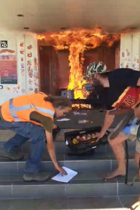 Footage of the fire at Old Parliament House was livestreamed on social media.