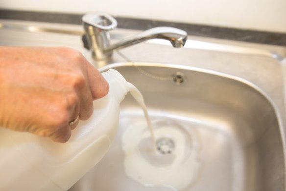 Sydney Water says pouring milk down the kitchen sink has got to stop.