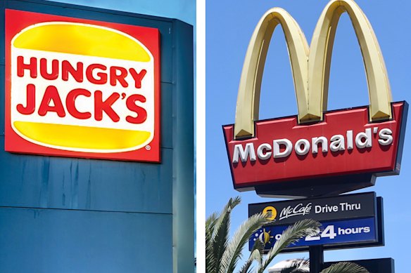 Competitors – such as Hungry Jack’s and McDonald’s – often cosy up to each other on the same street. 