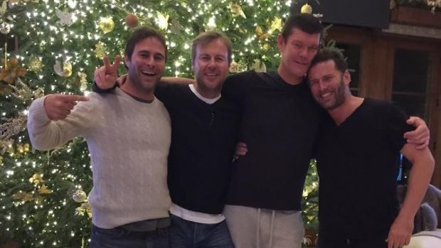 Champion Argentinian polo player Gonzalo Pieres (left),  Ben Tilley, James Packer and Karl Stefanovic in Aspen during the period of the billionaire's romance with Mariah Carey.