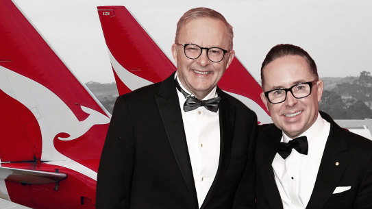 Prime Minister Anthony Albanese and former Qantas chief Alan Joyce.