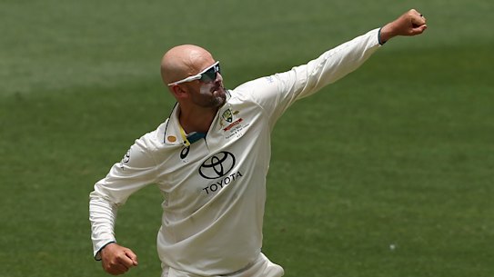 Nathan Lyon celebrates his deceit of Imam-ul-Haq