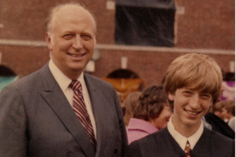 Gates at his high school graduation with his father in 1973. Before his death last year at 94, Bill snr was co-chair of the Bill & Melinda Gates Foundation.