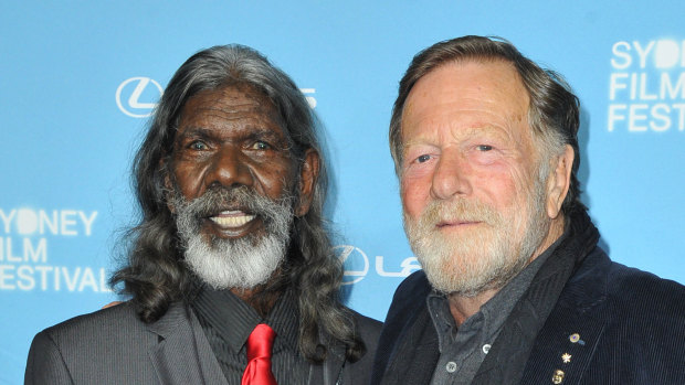 “Great mates”: Jack Thompson with David Gulpilil in 2016. 