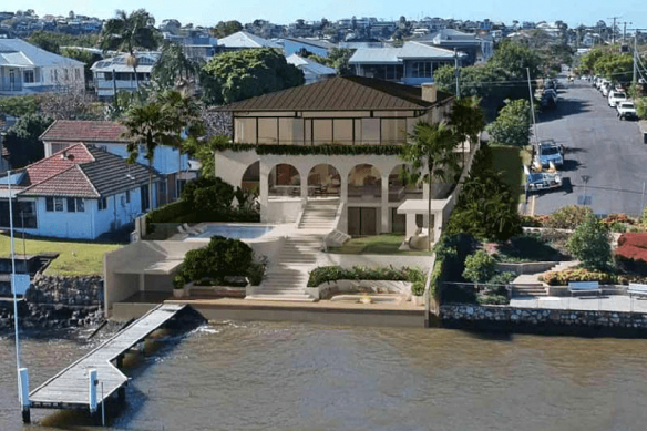 An artist’s impression of a riverfront home planned for Hawthorne in Brisbane.