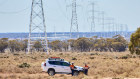 Part of the $2.3 billion EnergyConnect transmission line being built between South Australia and NSW.