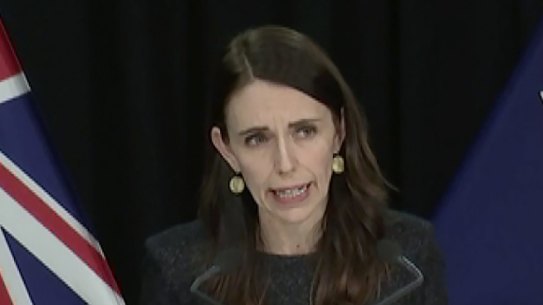 In this image from a video, New Zealand Prime Minister Jacinda Ardern speaks at a news conference in Wellington, New Zealand Tuesday, Aug. 11, 2020. Ardern said Tuesday that authorities have found four cases of the coronavirus in one Auckland household from an unknown source, the first reported cases of local transmission in the country in 102 days. (TVNZ via AP)