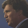 Tucker Carlson, host of Tucker Carlson Tonight on Fox News, speaks during AmericaFest at Phoenix Convention Center in Phoenix, on Dec. 17, 2022.