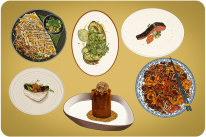 A selection of iconic dishes from Sydney restaurants for the 40th anniversary of the Sydney Morning Herald Good Food Guide.