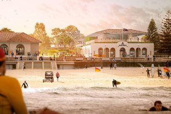 The upgraded Bondi Surf Bathers’ Life Saving Club, also known as Bondi Surf Club, would mirror the Bondi Pavilion with its arched facade and terracotta tile roof.